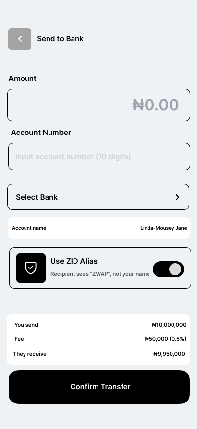 Withdraw screen